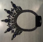 halsketting - met stras - paars/zwart - 40 45 cm