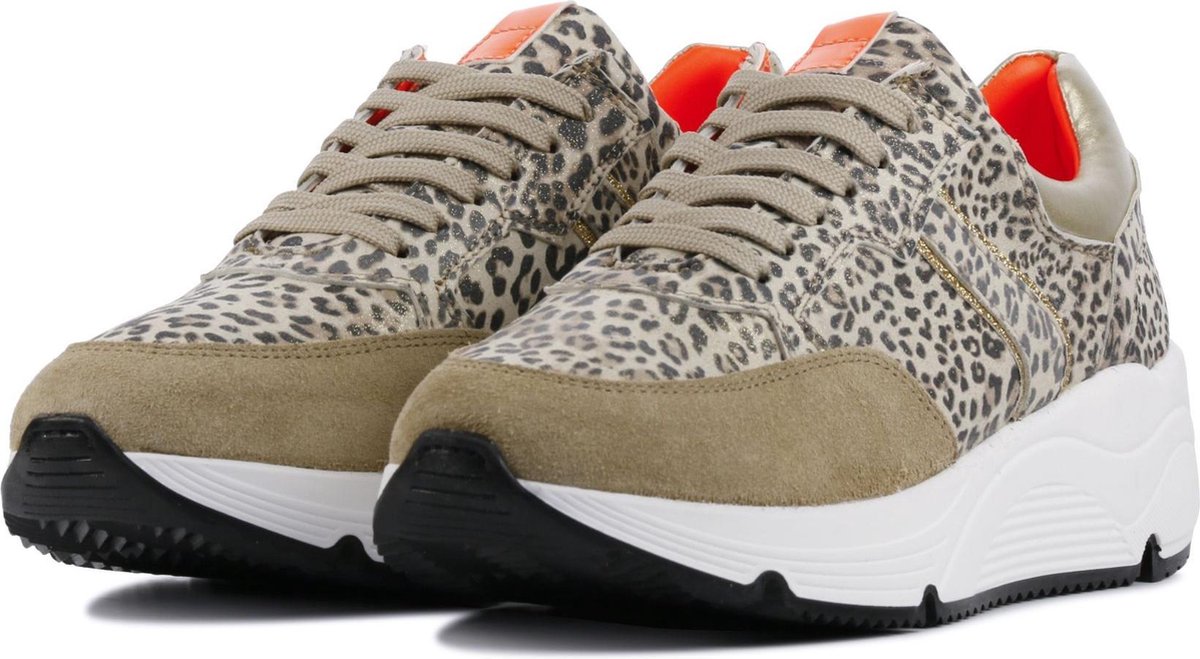 Dames Sneakers Leopard Print, Leder dikke onderkant Schoenen