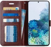 Hoesje Wallet Book Case Pasjes Kunst Leer Bruin Geschikt voor Samsung Galaxy S20