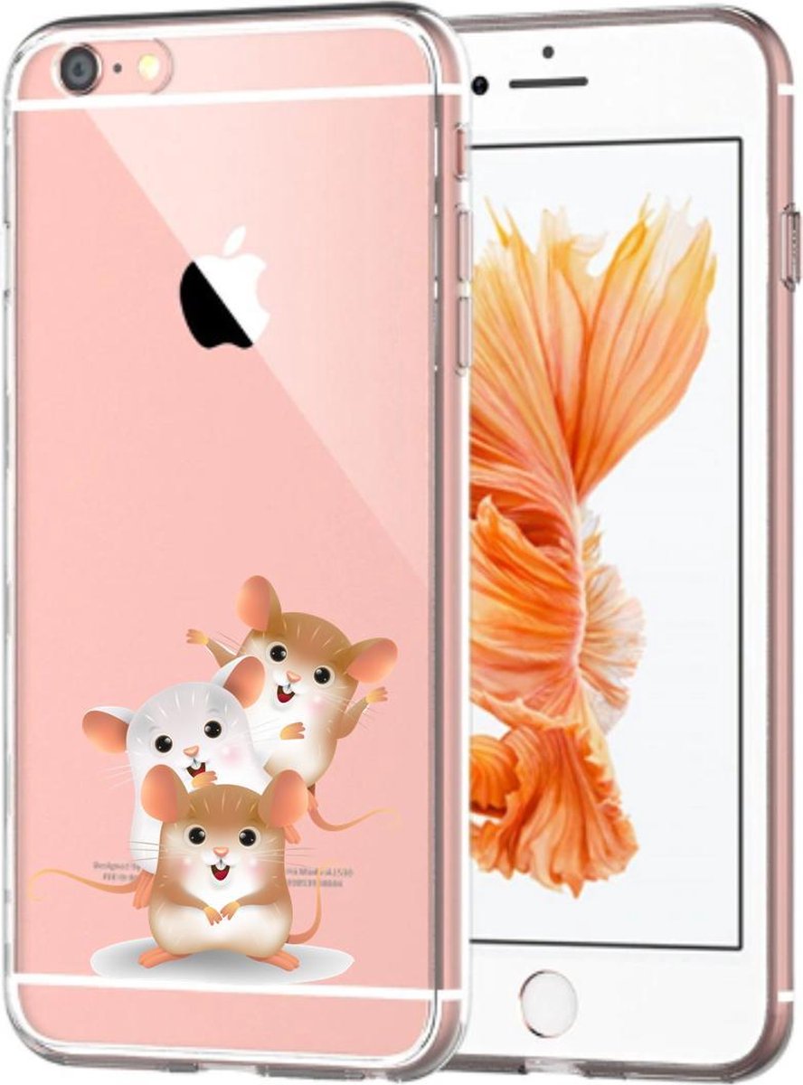 Apple Iphone 6 / 6S transparant siliconen telefoonhoesje - 3 hamsters