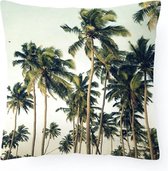 Kussens - kussenhoes Vintage California Palmtrees Green - sierkussenhoes - palmbomen - met rits - exclusief binnenkussen