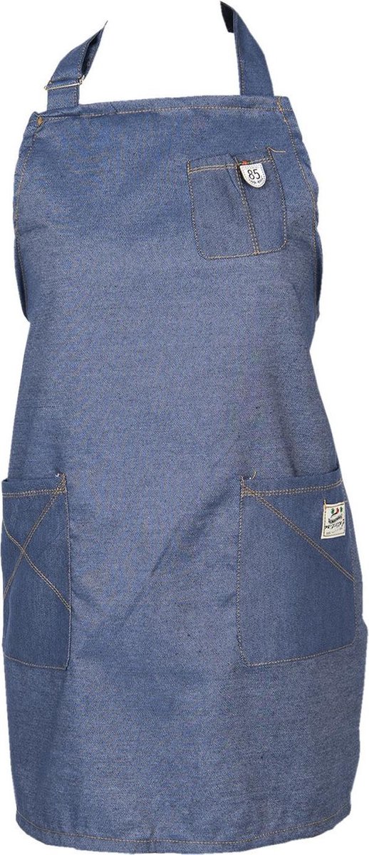 Clayre & Eef Keukenschort 70x65 cm Blauw Katoen Polyester BBQ Schort