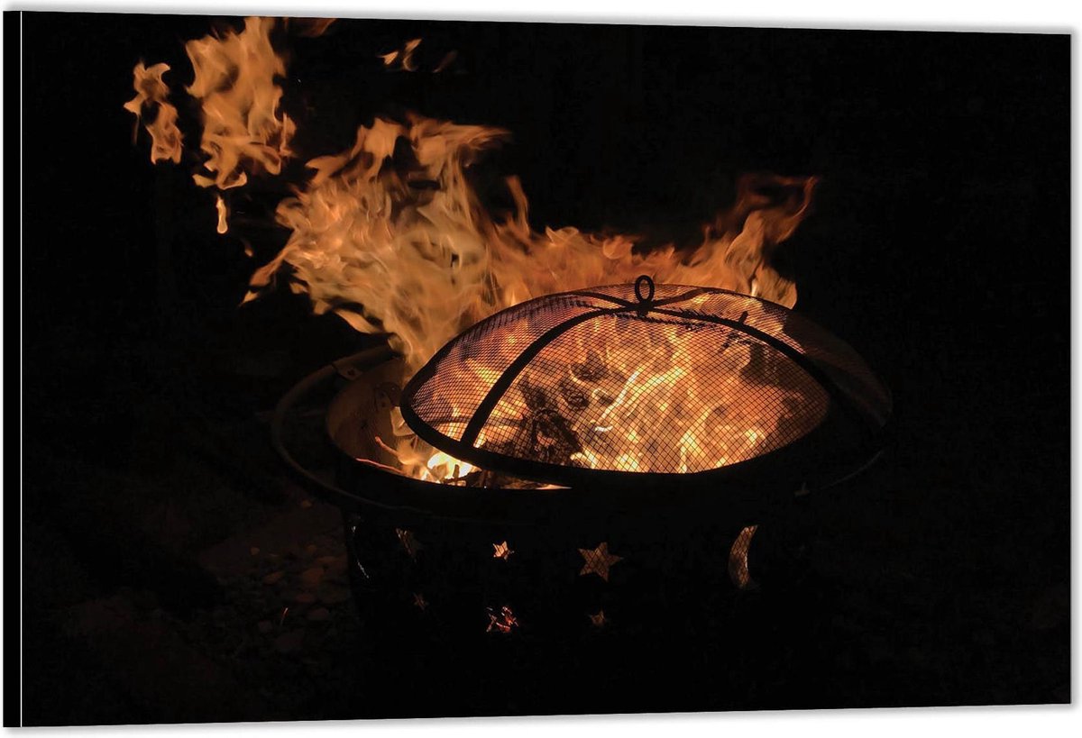 KuijsFotoprint - Schilderij - Vuurkorf - Zwart En Oranje - 30 X 40 Cm