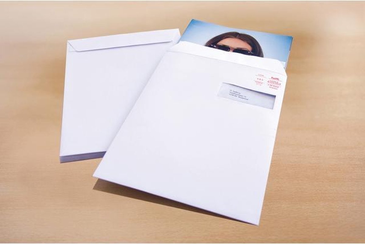 Raadhuis akte envelop - 229x324mm - C4 - wit - met plakstrip - venster rechts - 25 stuks - RD-303595-25