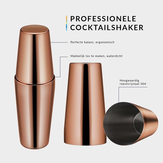 YONO Cocktail Shaker Set Cocktailshaker 600ml met Maatbeker Jigger