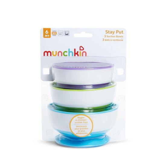Munchkin Eet Kommen - Met zuignappen - 3 Stuks - Paars/Groen/Blauw