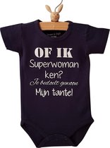 Baby rompertje met tekst blauw jongen |superwoman Tante geweldig  gaat worden! | korte mouw | maat 50-56 | aankondiging bekendmaking zwangerschap cadeau voor de liefste aanstaande