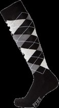 Pfiff sokken - Ruitersokken Zwart - Grijs - Sportsokken - Paardrijden - Unisex sokken - Kniesokken - Maat 40-42