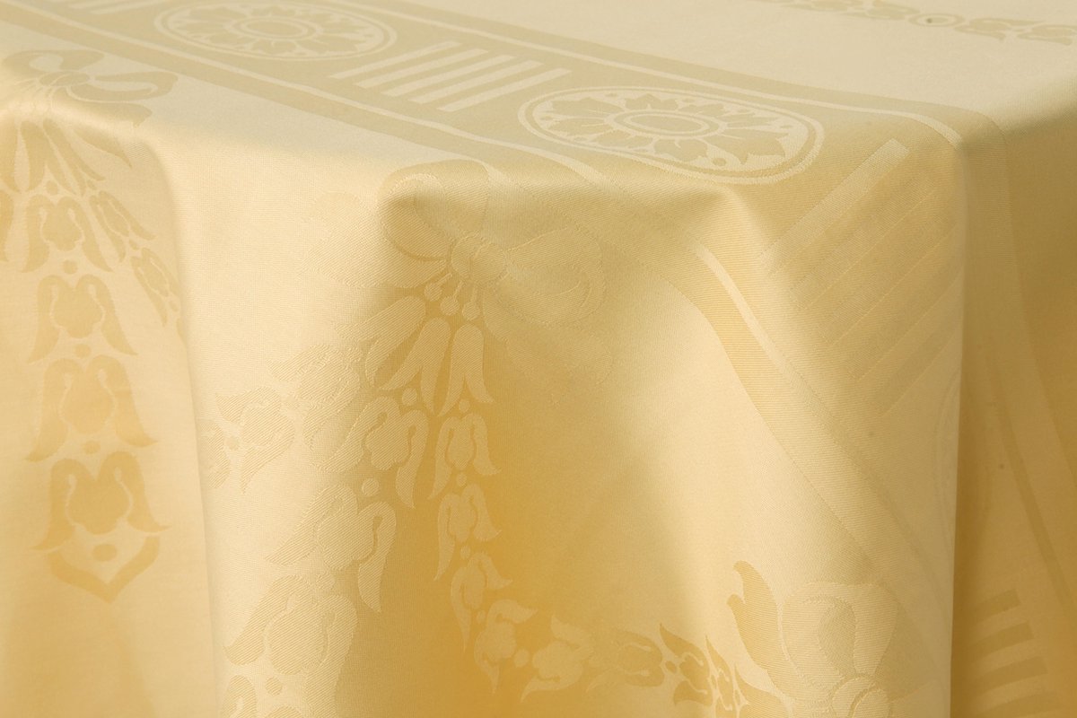 Damast Tafelkleed 300x180cm 'Nero Geel' De Witte Lietaer