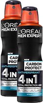 L'Oréal Paris Men Expert Carbon Protect Intense Ice - 48H Deodorant Spray - 2 x 150 ml