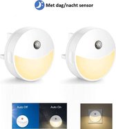 LED nachtlampje plugin/stopcontact – 2 stuks nachtlampje met dag/nacht sensor – Werkt op stroom – Warmlicht – Voor in de baby/kinder kamer