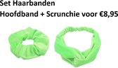 Set Haarbanden - Hoofdband en Scrunchie - Velvet Effen - Haarelastiek Fluweel - Fel Groen