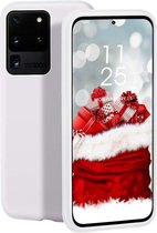 HB Hoesje Geschikt voor Samsung Galaxy S20 Ultra - Siliconen Back Cover - Wit