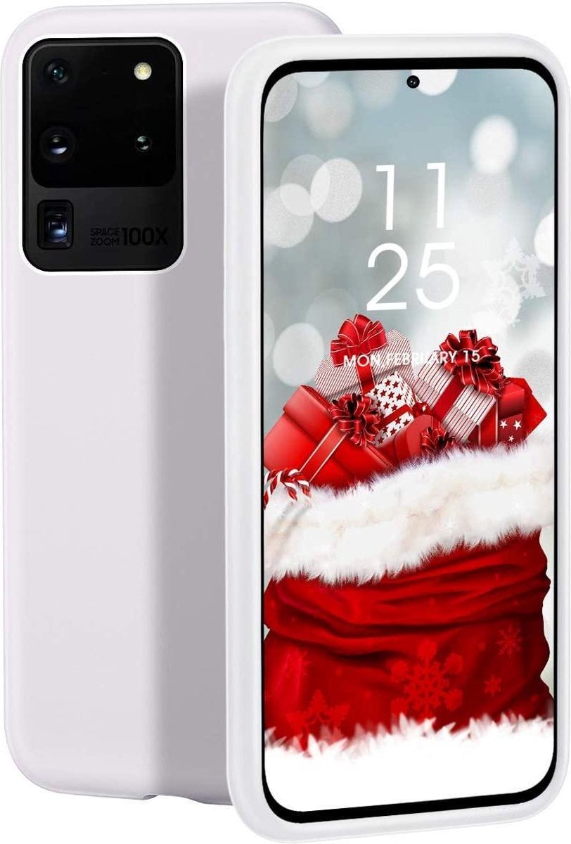 HB Hoesje Geschikt voor Samsung Galaxy S20 Ultra - Siliconen Back Cover - Wit
