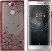 Backcover Clear Bumperlook voor Sony XA2 Flower Rosé Goud