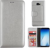 Wallet Case PU voor Samsung A8+ 2018 Zilver