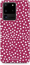 Fooncase Hoesje Geschikt voor Samsung Galaxy S20 Ultra - Shockproof Case - Back Cover / Soft Case - POLKA / Stipjes / Stippen / Rood