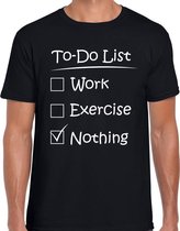 To to list excercise fun tekst t-shirt voor heren zwart S