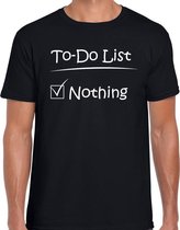 To to list nothing fun tekst t-shirt voor heren zwart S