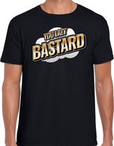 You Lazy Bastard fun tekst t-shirt voor heren zwart in 3D effect M