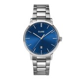 CLUSE Aravis Zilverkleurig/Blauw horloge  - Zilverkleurig