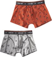 Little Label - boxershorts 2-pack - almost black star & palm orange - maat: 146/152 - bio-katoen