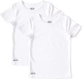 Little Label - meisjes t-shirt 2-pack - white - maat: 122/128 - bio-katoen