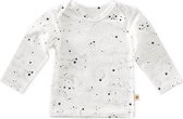 Little Label Meisjes shirt lange mouw - off white black stars - Maat 74