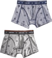 Little Label - boxershorts 2-pack - almost black star & stars stripe blue - maat: 158/164 - bio-katoen