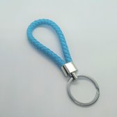- Gevlochten - Sleutelhanger - Mannen - Vrouwen - Kunstleer - Keychain - Licht - Blauw -