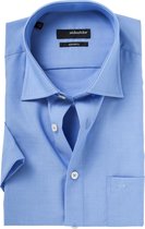 Seidensticker regular fit overhemd - korte mouw - middenblauw fil a fil - Strijkvrij - Boordmaat: 41