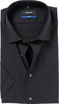 Seidensticker shaped fit overhemd - korte mouw - zwart - Strijkvrij - Boordmaat: 39
