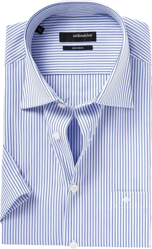 Seidensticker Modern Fit overhemd korte mouw - blauw streep - boordmaat 41  | bol.com