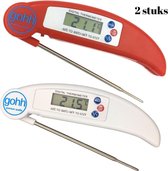 Digitale Vleesthermometer - Kookthermometer - Suikerthermometer - (van -50°C tot 300°C) 1 x Wit - 1 x Rood