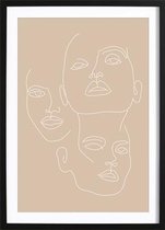 Abstracte Gezichten Poster (29,7x42cm) - Wallified - Abstract - Poster - Print - Wall-Art - Woondecoratie - Kunst - Posters