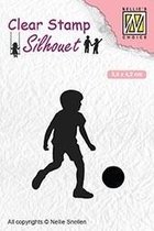 SIL049 Clear stamps silhouette - jongen speelt voetbal - Nellie Snellen stempel voetballer