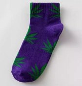 Wiet enkelsokken - Cannabis enkelsokken - Wietsokken - Cannabissokken - paars-groen - Unisex Enkelsokken - Maat 36-45