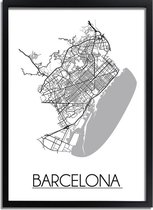 DesignClaud Barcelona Plattegrond poster A3 + Fotolijst zwart