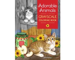 Adorable Animals Grayscale Coloring Book