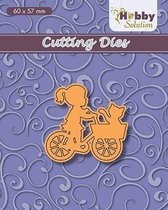 HSFD030 Dies Children: little girls on bike, kitten in her basket-mal-kaarten maken-DIY-scrapbook-hobby
