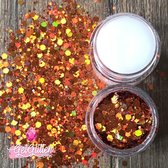 GetGlitterBaby Koningsdag Chunky Festival Glitters voor Lichaam en Gezicht / Face Body Glitter - Oranje / Goud - en Glitter HuidLijm