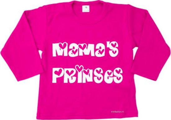 Minifashion - kraamcadeau - babyshower - kraamcadeau - shirt - lange mouwen - fuchsia - Mama's Prinses - maat 68