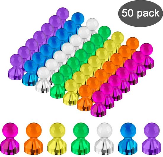 nikkel Getand Wauw Set van 50 whiteboardmagneten | Verschillende kleuren | Prikbord magneetbord  koelkast... | bol.com