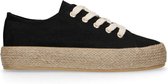 Sacha - Dames - Zwarte sneakers met touwzool - Maat 41