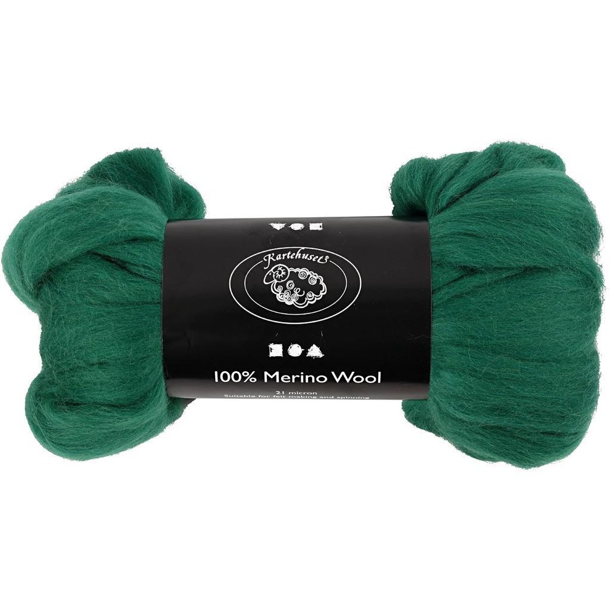 Merino wol, 21 micron, groen, 100 gr - Creotime
