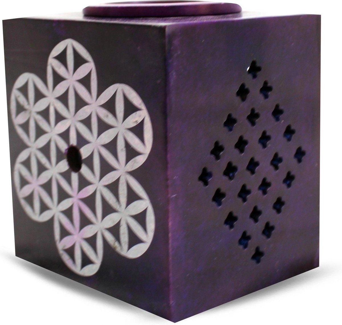 Paarse Zeepstenen Aromabrander met Flower of Life