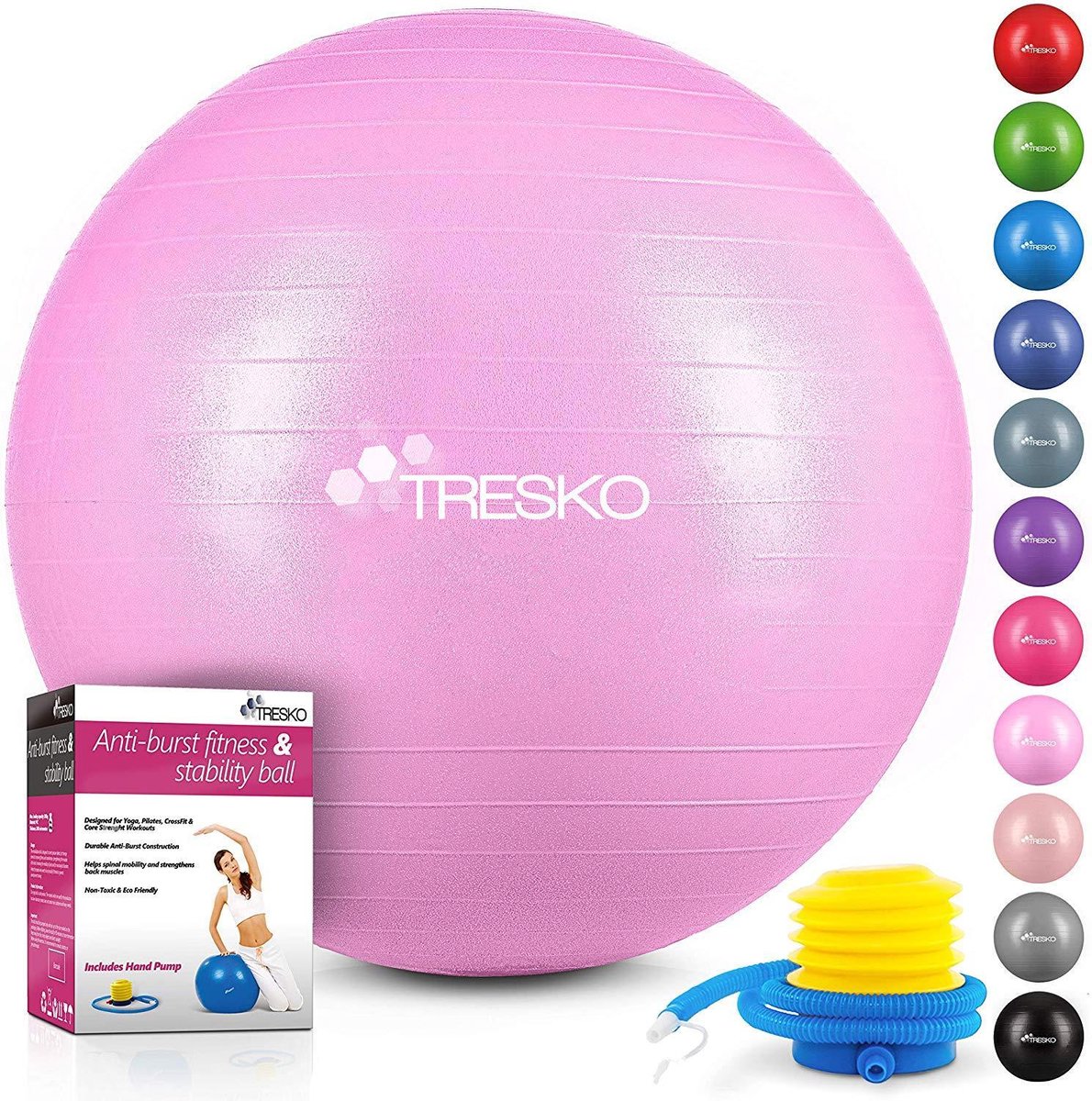 Fitnessbal met pomp - diameter 75 cm - PrincessPink