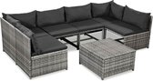 Tuin Loungeset Grijs (Incl LW Fleece deken) - Lounge bank tuin - Tuinbank - Loungebank - Tuinset - Tafelset tuin - Bistroset