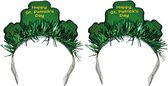 2x Happy St. Patricks day diadeem/haarband voor volwassenen - St. Patricksday verkleedaccessoires haarbanden/diademen