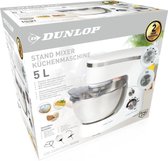 Keukenmachine - 5 liter - RVS-kom - 800 watt - Witzilver - met klopper, garde en deeghaak